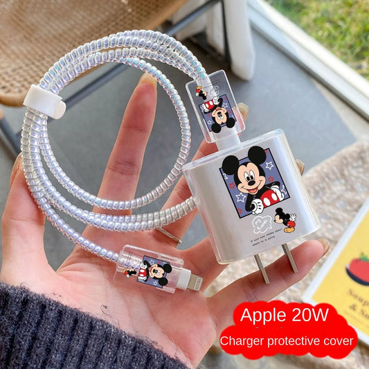 Disney Mickey For Apple 14 data cable protection case is applicable to iPhone 13 charger 20w ipad9 mobile phone cable anti-break