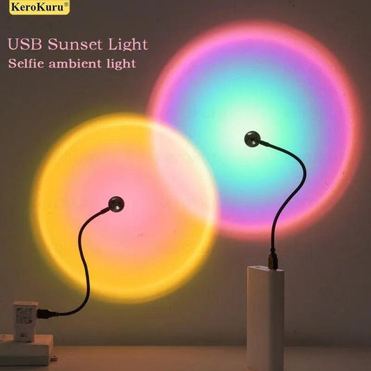 USB Sunset Light Mobile Phone Self Photography Light  LED Rainbow Neon Night Light Projector Photography Wall Atmosphere Light - NEOstore
